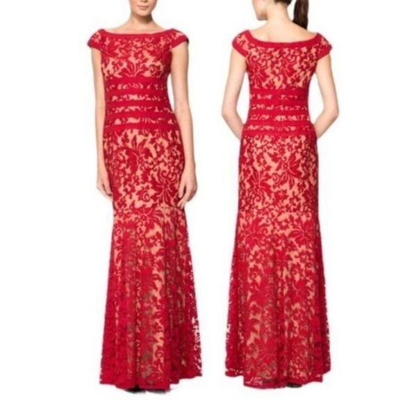 Tadashi Shoji Dresses & Skirts - Tadashi Shoji Red Lace Formal Gown Size 10